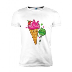 Мужская футболка премиум с принтом icecream and lollipop , 92% хлопок, 8% лайкра | приталенный силуэт, круглый вырез ворота, длина до линии бедра, короткий рукав | Тематика изображения на принте: 