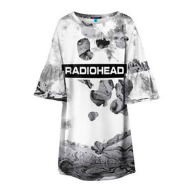 Детское платье 3D с принтом Radiohead 8 , 100% полиэстер | прямой силуэт, чуть расширенный к низу. Круглая горловина, на рукавах — воланы | Тематика изображения на принте: radiohead | радиохэд | том йорк