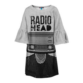 Детское платье 3D с принтом Radiohead 9 , 100% полиэстер | прямой силуэт, чуть расширенный к низу. Круглая горловина, на рукавах — воланы | Тематика изображения на принте: radiohead | радиохэд | том йорк