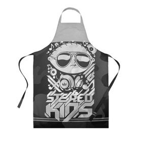 Фартук 3D с принтом Black Milk Stereo Kids , 100% полиэстер | общий размер — 65 х 85 см, ширина нагрудника — 26 см, горловина — 53 см, длина завязок — 54 см, общий обхват в поясе — 173 см. Принт на завязках и на горловине наносится с двух сторон, на основной части фартука — только с внешней стороны | black milk | dj | kids | stereo | дети | дизайн | камуфляж | малыш | мода | наушники | ноты | очки | ребёнок | стерео | стиль