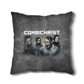 Подушка 3D с принтом Combichrist , наволочка – 100% полиэстер, наполнитель – холлофайбер (легкий наполнитель, не вызывает аллергию). | состоит из подушки и наволочки. Наволочка на молнии, легко снимается для стирки | Тематика изображения на принте: icon of coil | tbm | techno body music |  electronic body music |  индастриал метал | комбокрист | комбохрист | тбм | электро индастриал | энди ла плагуа | энди лаплагуа | энди лаплега | энди лаплеуга