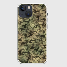 Чехол для iPhone 13 mini с принтом Охотничий камуфляж с утками ,  |  | гусиная | гусь | дичь | лес | милитари | охота | охотник | паттерн | птицы | текстура | утиная | утка | хаки