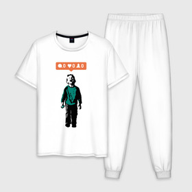 Мужская пижама хлопок с принтом ИГНОР , 100% хлопок | брюки и футболка прямого кроя, без карманов, на брюках мягкая резинка на поясе и по низу штанин
 | арт | бэнкси | граффити | поп арт | стрит арт