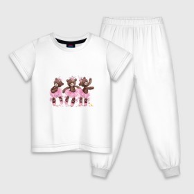 Детская пижама хлопок с принтом Балерины , 100% хлопок |  брюки и футболка прямого кроя, без карманов, на брюках мягкая резинка на поясе и по низу штанин
 | акварель | игрушка | медведь | пачка | плюшевый | пуанты | рисунок | розовый | сердце | теди