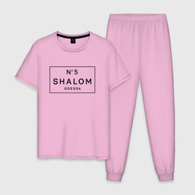 Мужская пижама хлопок с принтом SHALOM , 100% хлопок | брюки и футболка прямого кроя, без карманов, на брюках мягкая резинка на поясе и по низу штанин
 | 
