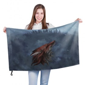 Флаг 3D с принтом Зимний лис , 100% полиэстер | плотность ткани — 95 г/м2, размер — 67 х 109 см. Принт наносится с одной стороны | fox | зима | лис | лиса | лисица