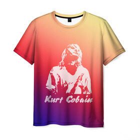 Мужская футболка 3D с принтом Kurt Cobain , 100% полиэфир | прямой крой, круглый вырез горловины, длина до линии бедер | nirvana |  курт кобейн | нирвана | рок