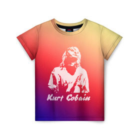 Детская футболка 3D с принтом Kurt Cobain , 100% гипоаллергенный полиэфир | прямой крой, круглый вырез горловины, длина до линии бедер, чуть спущенное плечо, ткань немного тянется | nirvana |  курт кобейн | нирвана | рок