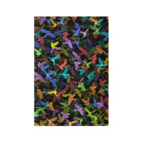 Обложка для паспорта матовая кожа с принтом Разноцветные птички , натуральная матовая кожа | размер 19,3 х 13,7 см; прозрачные пластиковые крепления | ворбьи | куча | паттерн | птица | птицы | радуга | радужный | синцы | стая | текстура