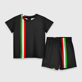 Детский костюм с шортами 3D с принтом Black Milk Italiano ,  |  | Тематика изображения на принте: flag | italian | италия | итальянский | страна | страны | триколор | флаг