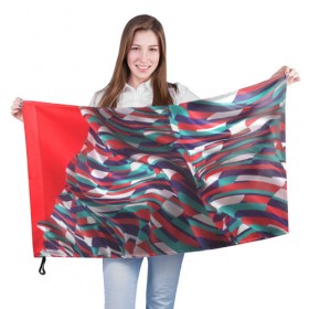 Флаг 3D с принтом Узор 2 , 100% полиэстер | плотность ткани — 95 г/м2, размер — 67 х 109 см. Принт наносится с одной стороны | cnhfrwbz | f | абстракция | искажение | клетки | клеточки | линии | разноцветный | узор