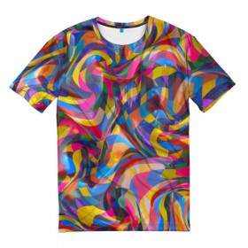 Мужская футболка 3D с принтом Узор 3 , 100% полиэфир | прямой крой, круглый вырез горловины, длина до линии бедер | Тематика изображения на принте: абстракция | краски | линии | полосы | узор | цвет | цветное