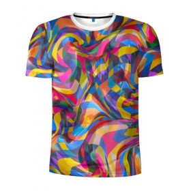 Мужская футболка 3D спортивная с принтом Узор 3 , 100% полиэстер с улучшенными характеристиками | приталенный силуэт, круглая горловина, широкие плечи, сужается к линии бедра | абстракция | краски | линии | полосы | узор | цвет | цветное