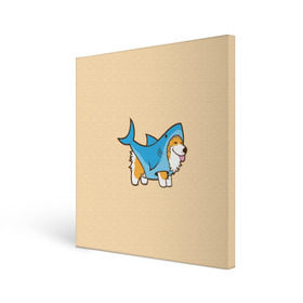 Холст квадратный с принтом Пес-акула , 100% ПВХ |  | Тематика изображения на принте: акула | пёс | песик | рисунок