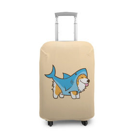 Чехол для чемодана 3D с принтом Пес-акула , 86% полиэфир, 14% спандекс | двустороннее нанесение принта, прорези для ручек и колес | акула | пёс | песик | рисунок
