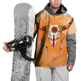 Накидка на куртку 3D с принтом этника , 100% полиэстер |  | индейцы | ловец снов | орнамент | перья | пустыня | рога | тотем | узоры | череп | этно
