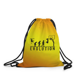 Рюкзак-мешок 3D с принтом Эволюция баскетбола , 100% полиэстер | плотность ткани — 200 г/м2, размер — 35 х 45 см; лямки — толстые шнурки, застежка на шнуровке, без карманов и подкладки | basketball | evolution | желтый | обезьяна человек | оранжевый | эволюция