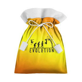 Подарочный 3D мешок с принтом Эволюция баскетбола , 100% полиэстер | Размер: 29*39 см | Тематика изображения на принте: basketball | evolution | желтый | обезьяна человек | оранжевый | эволюция