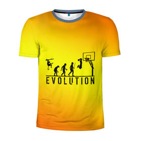 Мужская футболка 3D спортивная с принтом Эволюция баскетбола , 100% полиэстер с улучшенными характеристиками | приталенный силуэт, круглая горловина, широкие плечи, сужается к линии бедра | Тематика изображения на принте: basketball | evolution | желтый | обезьяна человек | оранжевый | эволюция