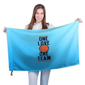 Флаг 3D с принтом Одна любовь, одна команда , 100% полиэстер | плотность ткани — 95 г/м2, размер — 67 х 109 см. Принт наносится с одной стороны | Тематика изображения на принте: basketball | love | team | мяч