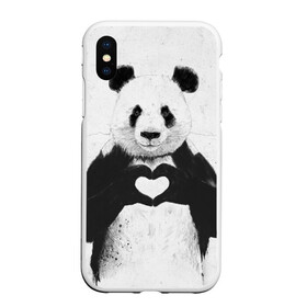 Чехол для iPhone XS Max матовый с принтом Panda heart , Силикон | Область печати: задняя сторона чехла, без боковых панелей | heart | panda | арт | клевый | красивый | панда | рисунок | сердце