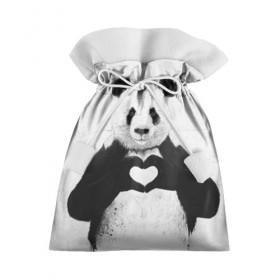 Подарочный 3D мешок с принтом Panda heart , 100% полиэстер | Размер: 29*39 см | heart | panda | арт | клевый | красивый | панда | рисунок | сердце