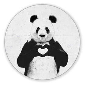 Коврик круглый с принтом Panda heart , резина и полиэстер | круглая форма, изображение наносится на всю лицевую часть | heart | panda | арт | клевый | красивый | панда | рисунок | сердце