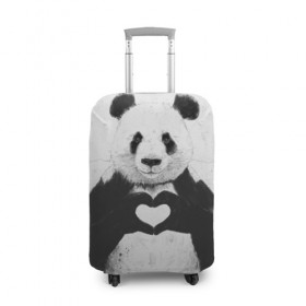Чехол для чемодана 3D с принтом Panda heart , 86% полиэфир, 14% спандекс | двустороннее нанесение принта, прорези для ручек и колес | heart | panda | арт | клевый | красивый | панда | рисунок | сердце