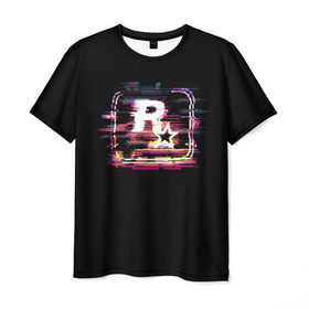 Мужская футболка 3D с принтом Rockstar Noise , 100% полиэфир | прямой крой, круглый вырез горловины, длина до линии бедер | auto | dead | grand | gta | red | redemption | theft | гта | рокстар