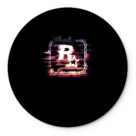 Коврик круглый с принтом Rockstar Noise , резина и полиэстер | круглая форма, изображение наносится на всю лицевую часть | auto | dead | grand | gta | red | redemption | theft | гта | рокстар