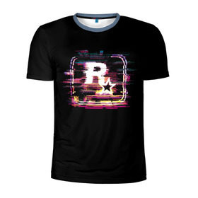 Мужская футболка 3D спортивная с принтом Rockstar Noise , 100% полиэстер с улучшенными характеристиками | приталенный силуэт, круглая горловина, широкие плечи, сужается к линии бедра | auto | dead | grand | gta | red | redemption | theft | гта | рокстар