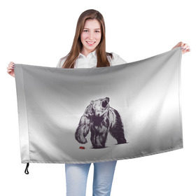 Флаг 3D с принтом Медведь наступил на лего , 100% полиэстер | плотность ткани — 95 г/м2, размер — 67 х 109 см. Принт наносится с одной стороны | зверь | косолапый | лего | медведь | мишка | рев