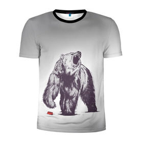 Мужская футболка 3D спортивная с принтом Медведь наступил на лего , 100% полиэстер с улучшенными характеристиками | приталенный силуэт, круглая горловина, широкие плечи, сужается к линии бедра | зверь | косолапый | лего | медведь | мишка | рев