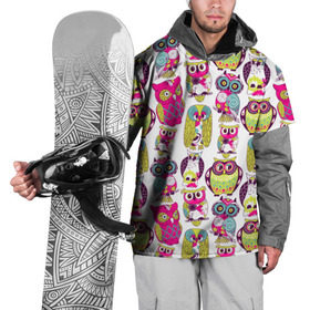 Накидка на куртку 3D с принтом Совы , 100% полиэстер |  | Тематика изображения на принте: абстракция | паттерн | совы | цветные | яркие