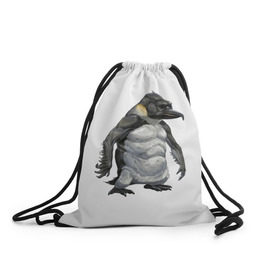 Рюкзак-мешок 3D с принтом Пингвинопитек , 100% полиэстер | плотность ткани — 200 г/м2, размер — 35 х 45 см; лямки — толстые шнурки, застежка на шнуровке, без карманов и подкладки | Тематика изображения на принте: лженаука | пингвин