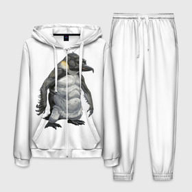Мужской костюм 3D с принтом Пингвинопитек , 100% полиэстер | Манжеты и пояс оформлены тканевой резинкой, двухслойный капюшон со шнурком для регулировки, карманы спереди | лженаука | пингвин