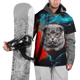 Накидка на куртку 3D с принтом Космический кот , 100% полиэстер |  | 3d | cat | арт | взгляд | кот | кот хипстер | котёнок | котятки | котятушки | кошечки | кошка | мордочка