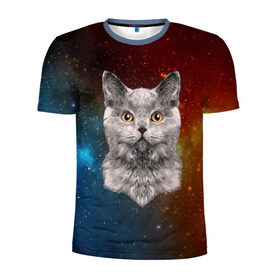 Мужская футболка 3D спортивная с принтом Кот в космосе! , 100% полиэстер с улучшенными характеристиками | приталенный силуэт, круглая горловина, широкие плечи, сужается к линии бедра | 3d | cat | арт | взгляд | вселенная | звезды | земля | космос | кот | кот хипстер | котёнок | котятки | котятушки | кошечки | кошка | мордочка | плеяды | пространство | созвездие