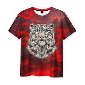 Мужская футболка 3D с принтом Леопард , 100% полиэфир | прямой крой, круглый вырез горловины, длина до линии бедер | 3d | cat | арт | вечер | взгляд | закат | кот | кот хипстер | котёнок | котятки | котятушки | кошечки | кошка | леопард | мордочка | ночь