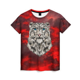 Женская футболка 3D с принтом Леопард , 100% полиэфир ( синтетическое хлопкоподобное полотно) | прямой крой, круглый вырез горловины, длина до линии бедер | 3d | cat | арт | вечер | взгляд | закат | кот | кот хипстер | котёнок | котятки | котятушки | кошечки | кошка | леопард | мордочка | ночь