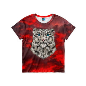 Детская футболка 3D с принтом Леопард , 100% гипоаллергенный полиэфир | прямой крой, круглый вырез горловины, длина до линии бедер, чуть спущенное плечо, ткань немного тянется | 3d | cat | арт | вечер | взгляд | закат | кот | кот хипстер | котёнок | котятки | котятушки | кошечки | кошка | леопард | мордочка | ночь