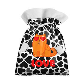 Подарочный 3D мешок с принтом Влюбленный котик , 100% полиэстер | Размер: 29*39 см | Тематика изображения на принте: сердечки
