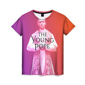 Женская футболка 3D с принтом The Young Pope , 100% полиэфир ( синтетическое хлопкоподобное полотно) | прямой крой, круглый вырез горловины, длина до линии бедер | Тематика изображения на принте: young pope | джуд | лоу | молодой папа