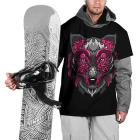 Накидка на куртку 3D с принтом Волк , 100% полиэстер |  | Тематика изображения на принте: wolf | арт | взгляд | графика | живопись | лис | лиса | рисунок | розовый | тотем | хищник