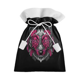 Подарочный 3D мешок с принтом Волк , 100% полиэстер | Размер: 29*39 см | wolf | арт | взгляд | графика | живопись | лис | лиса | рисунок | розовый | тотем | хищник