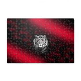 Пазл магнитный 126 элементов с принтом Тигр красные глаза , полимерный материал с магнитным слоем | 126 деталей, размер изделия —  180*270 мм |  хищник | багровый | большая кошка | глаза. красные | красный | кровавый | тигр