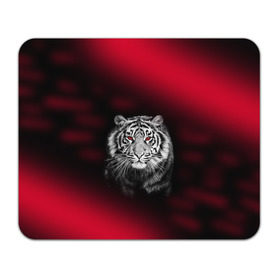 Коврик прямоугольный с принтом Тигр красные глаза , натуральный каучук | размер 230 х 185 мм; запечатка лицевой стороны | Тематика изображения на принте:  хищник | багровый | большая кошка | глаза. красные | красный | кровавый | тигр