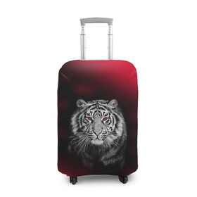 Чехол для чемодана 3D с принтом Тигр красные глаза , 86% полиэфир, 14% спандекс | двустороннее нанесение принта, прорези для ручек и колес |  хищник | багровый | большая кошка | глаза. красные | красный | кровавый | тигр