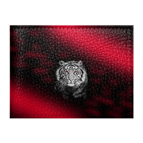Обложка для студенческого билета с принтом Тигр красные глаза , натуральная кожа | Размер: 11*8 см; Печать на всей внешней стороне |  хищник | багровый | большая кошка | глаза. красные | красный | кровавый | тигр