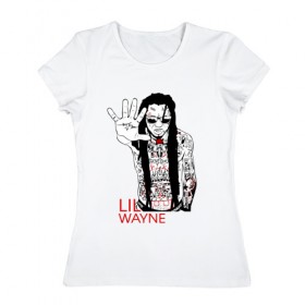 Женская футболка хлопок с принтом Lil Wayne 1 , 100% хлопок | прямой крой, круглый вырез горловины, длина до линии бедер, слегка спущенное плечо | lil wayne | rap | лил уэйн | рэп | хип хоп